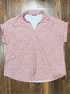 Women's Pink Printed Short-Sleeve Blouse
